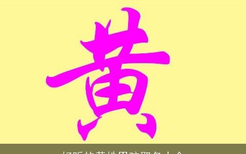 好听的黄姓男孩取名大全