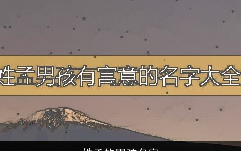 姓孟的男孩名字