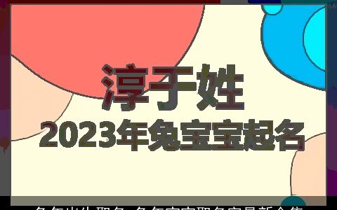 兔年出生取名 兔年宝宝取名字最新合集