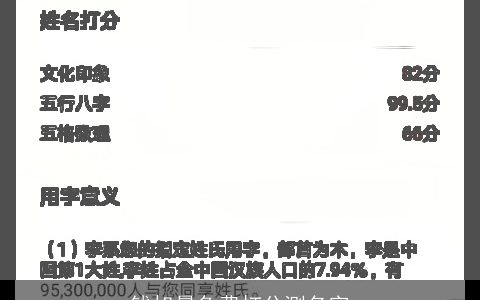 钱旭晨免费打分测名字