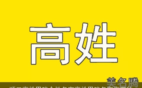 顺口高姓男孩个性名字高姓男孩名字高茂欣