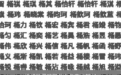 姓杨的男孩取什么名字比较好