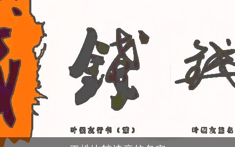 王姓比较诗意的名字
