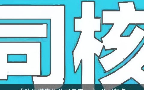 成功运满满的公司名字大全 公司起名