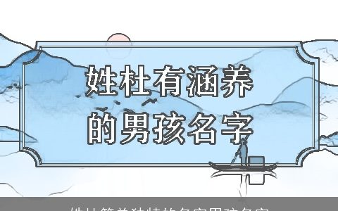 姓杜简单独特的名字男孩名字