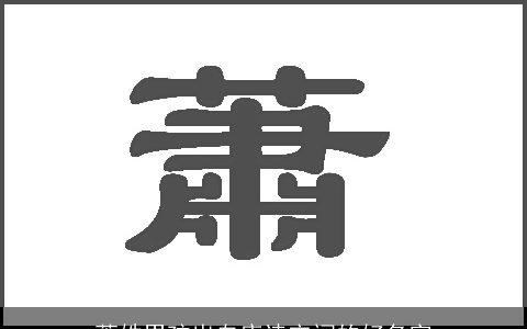 萧姓男孩出自唐诗宋词的好名字