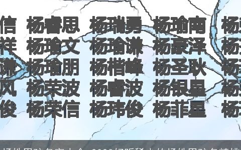 杨姓男孩名字大全 2024好听稀少的杨姓男孩名精挑