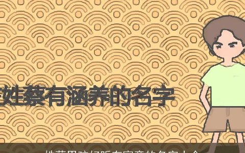 姓蔡男孩好听有寓意的名字大全