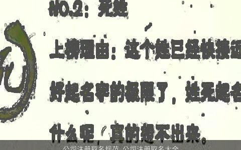 公司注册取名规范 公司注册取名大全字大全 霸气好听的公司公司名字最新