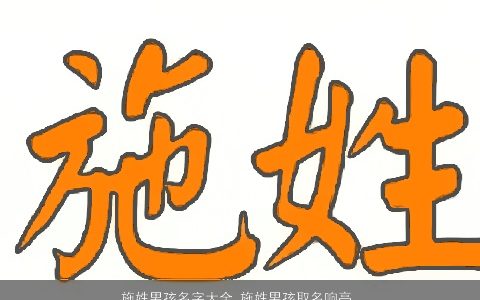 施姓男孩名字大全 施姓男孩取名响亮 2023新颖有涵养的施姓男孩名字大全
