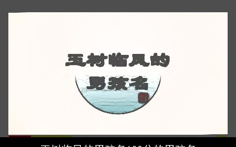 玉树临风的男孩名100分的男孩名