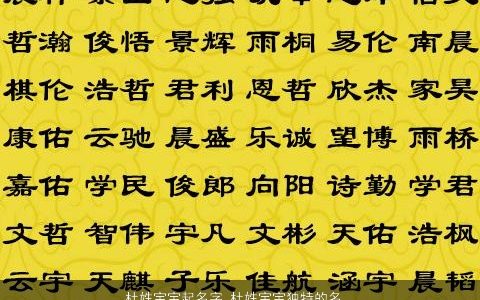 杜姓宝宝起名字 杜姓宝宝独特的名字大全 好听独特的杜姓宝宝名字最新