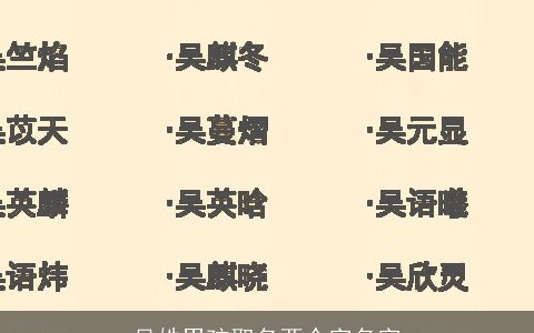 吴姓男孩取名两个字名字