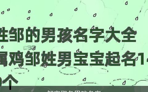 邹字取名男孩名字