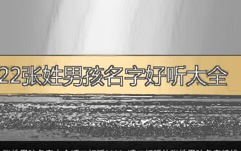 张姓男孩名字大全顺口好听2023 顺口好听的张姓男孩名字精挑