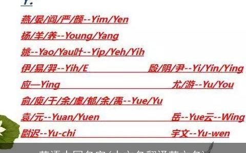 英语中国名字(中文名翻译英文名)