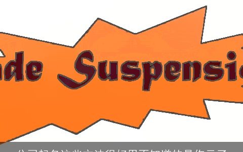 公司起名这些方法很好用不知道的是你亏了