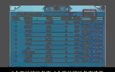 5个字的游戏名字 5个字的游戏名字诗意