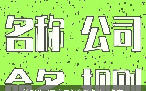 管理公司三个字创意新潮公司名字