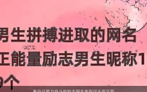 靠自己努力奋斗的励志网名告别过去而又霸气网名大全 2023高雅霸气的网名网名名