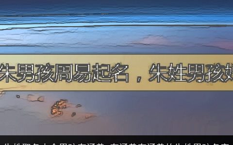 朱姓取名大全男孩有涵养 有涵养有涵养的朱姓男孩名字