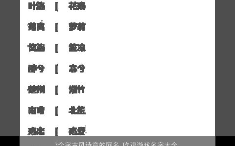 7个字古风诗意的网名 吃鸡游戏名字大全推荐 古风诗意的网名鸡游戏名字大全最新