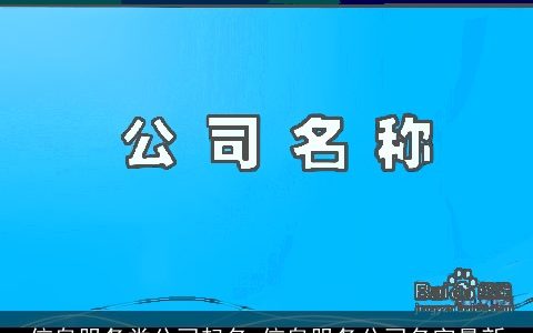 信息服务类公司起名 信息服务公司名字最新