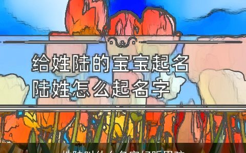 姓陆叫什么名字好听男孩