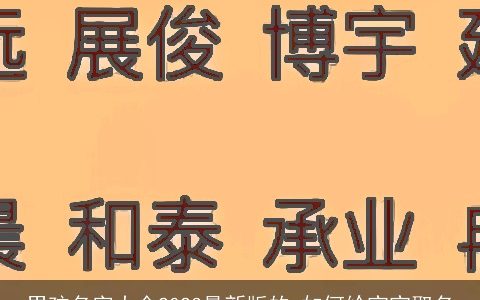 男孩名字大全2023最新版的 如何给宝宝取名