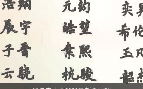 取名字大全2024最新版男孩