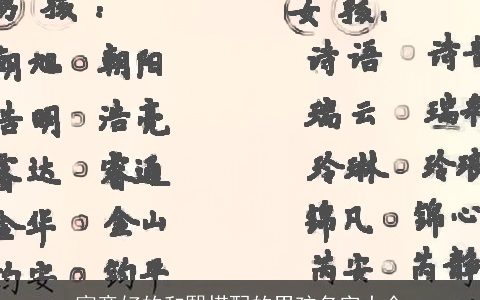 寓意好的和熙搭配的男孩名字大全