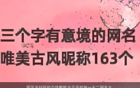 带风字好听的个性昵称关于风的独一无二网名大全 好听个性独一无二的带风字昵称网名名字大全