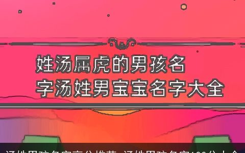汤姓男孩名字高分推荐 汤姓男孩名字100分大全