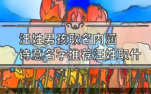 汪姓男孩取名顺口好听最高分的三字名字 2024汪姓男孩取名大全最新