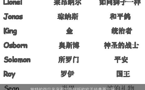 独特的微信名字英文版好听的欧美经典英文网名大全 独特好听的微信英文英文网名名挑选