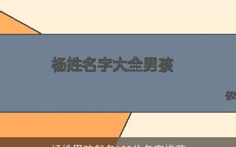 杨姓男孩起名100分名字推荐