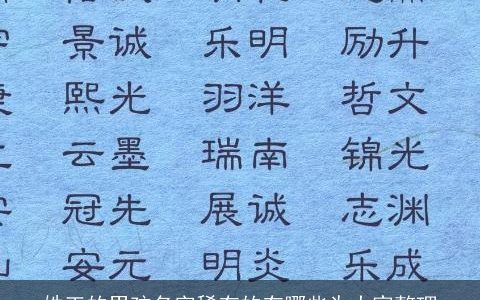 姓王的男孩名字稀有的有哪些为大家整理