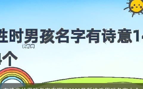 有诗意的男孩名字有哪些2023最新诗意男孩名字大全