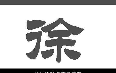 徐姓男孩名字及寓意