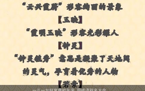 一儿一女好寓意的名字 用成语取名大全  取名网 有内涵寓意的女成语名字大全精选
