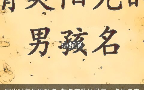 阳光帅气的男孩名 起名字软件洋气一点的名字