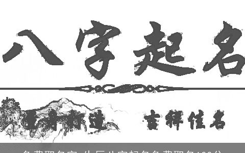 免费取名字 生辰八字起名免费取名100分