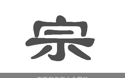 宗氏起名字大全男孩