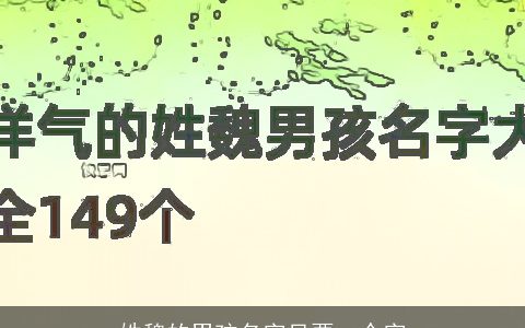 姓魏的男孩名字只要一个字