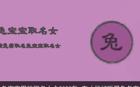 兔宝宝男孩取名大全2023款 有才华好听属兔名字