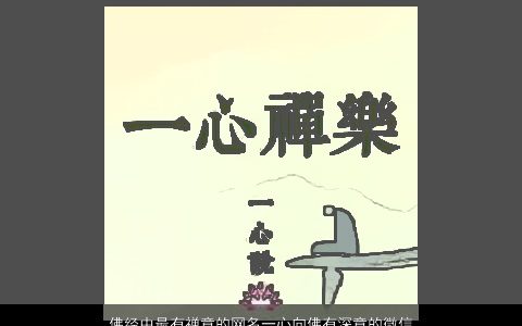 佛经中最有禅意的网名一心向佛有深意的微信昵称大全 洋气好听的网名微信昵称名字最新