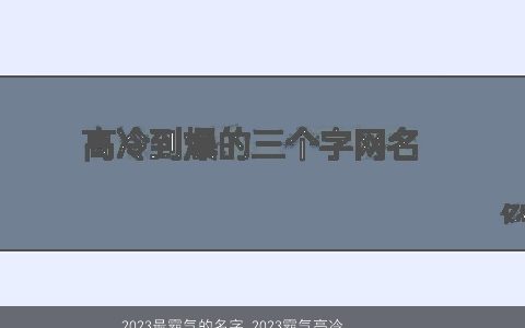 2024最霸气的名字 2024霸气高冷到爆的网名大全 霸气霸气的网名名字最新