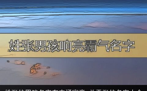 姓张的男孩名字有内涵寓意 关于张的名字大全