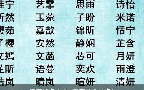 王字取名大全(王字开头乳名)