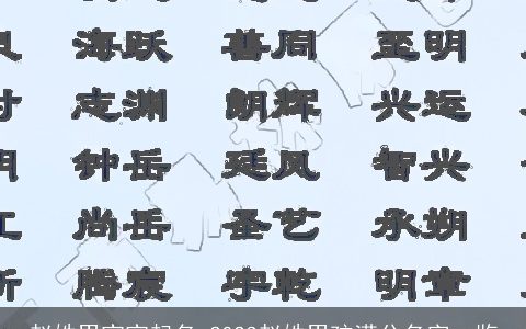 赵姓男宝宝起名 2024赵姓男孩满分名字一览